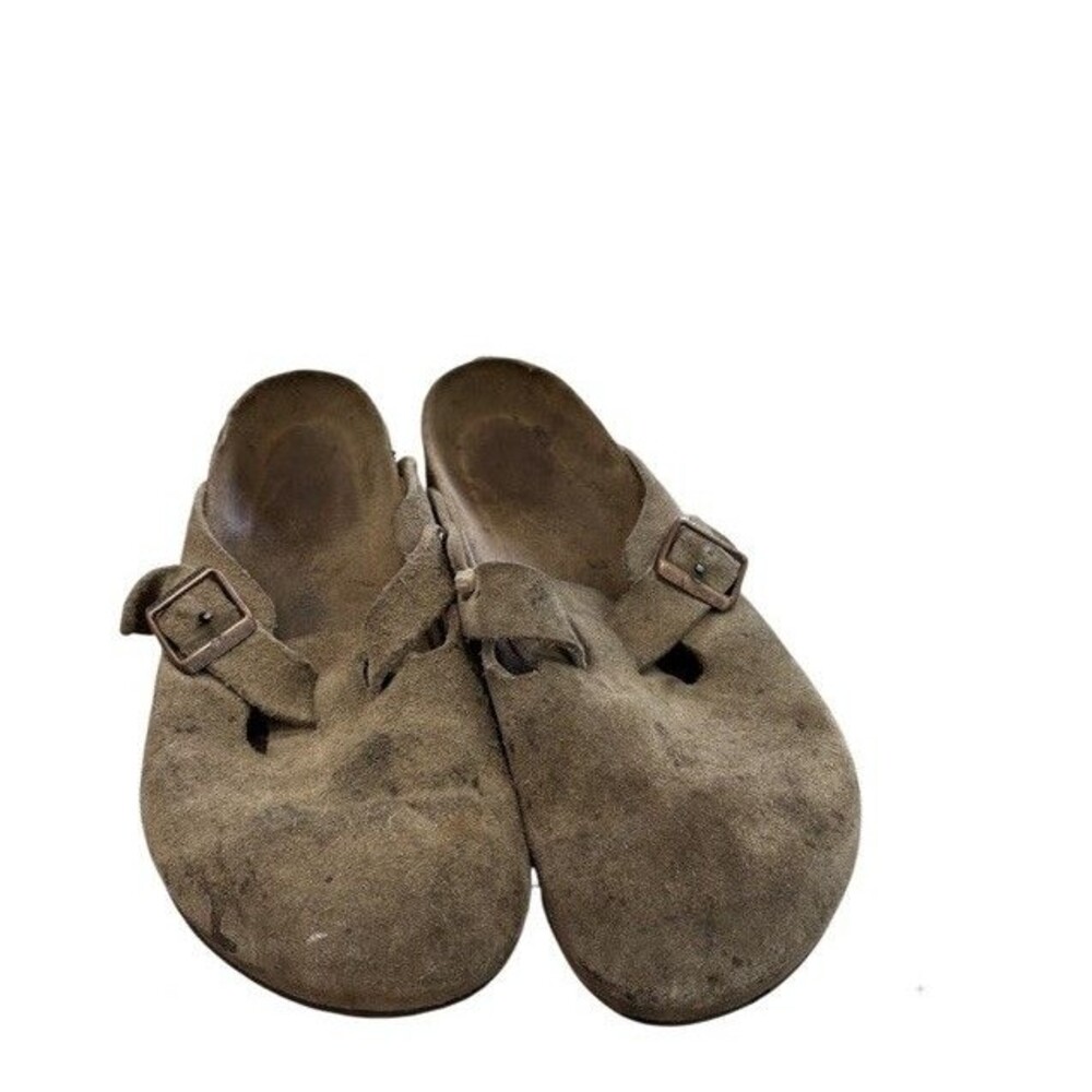Birkenstock Boston Suede Clog Sandals Beige Men’s Buckle EU 42 US 9